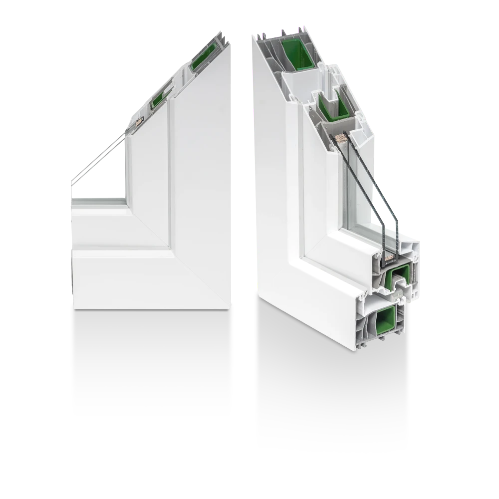 Hevestherm Green 76 ablakprofil metszeti ábrája